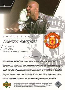 2001 Upper Deck Manchester United #4 Fabien Barthez Back
