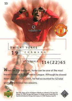 2001 Upper Deck Manchester United #53 Dwight Yorke Back