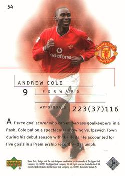 2001 Upper Deck Manchester United #54 Andy Cole Back