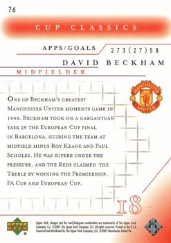 2001 Upper Deck Manchester United #76 David Beckham Back