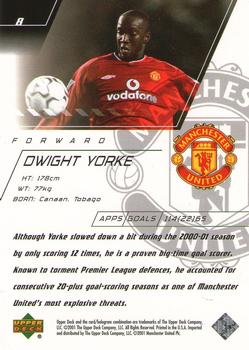 2001 Upper Deck Manchester United #8 Dwight Yorke Back