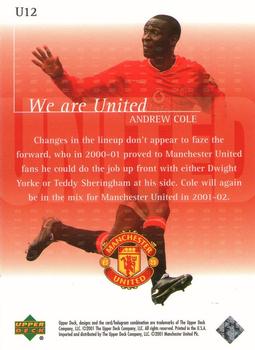 2001 Upper Deck Manchester United - We are UNITED #U12 Andy Cole Back