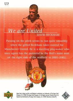 2001 Upper Deck Manchester United - We are UNITED #U7 David Beckham Back