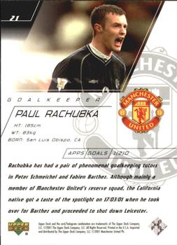 2001 Upper Deck Manchester United World Premiere #21 Paul Rachubka Back