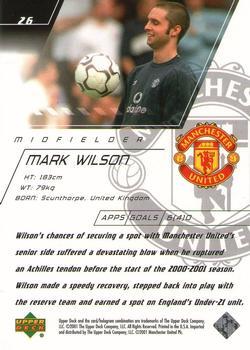 2001 Upper Deck Manchester United World Premiere #26 Mark Wilson Back