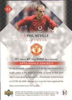 2002 Upper Deck Manchester United #12 Phil Neville Back