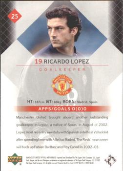 2002 Upper Deck Manchester United #25 Ricardo Lopez Back