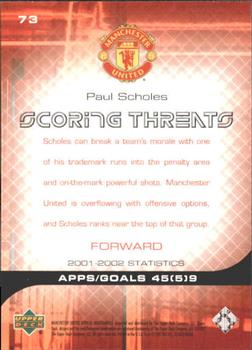 2002 Upper Deck Manchester United #73 Paul Scholes Back