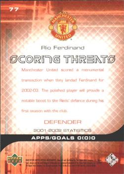 2002 Upper Deck Manchester United #77 Rio Ferdinand Back