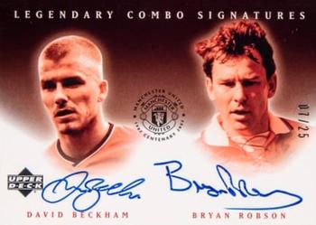 2002 Upper Deck Manchester United - Legendary Combo Signatures #DB/BR-AC David Beckham / Bryan Robson Front