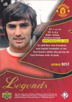 2002 Upper Deck Manchester United Legends #18 George Best Back