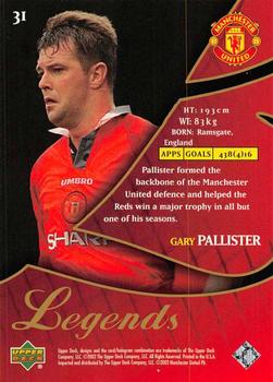 2002 Upper Deck Manchester United Legends #31 Gary Pallister Back