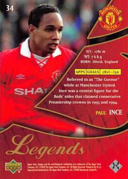 2002 Upper Deck Manchester United Legends #34 Paul Ince Back