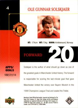 2003 Upper Deck Manchester United #4 Ole Gunnar Solskjaer Back