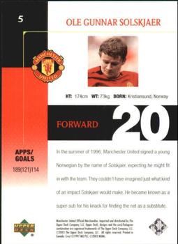 2003 Upper Deck Manchester United #5 Ole Gunnar Solskjaer Back