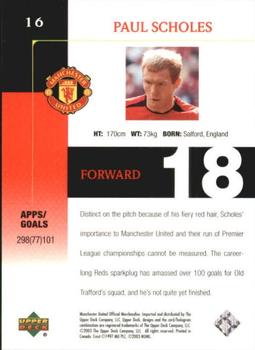 2003 Upper Deck Manchester United #16 Paul Scholes Back
