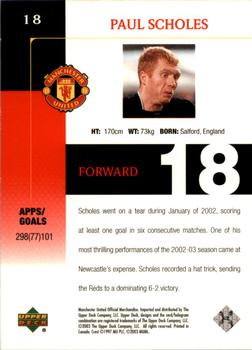 2003 Upper Deck Manchester United #18 Paul Scholes Back
