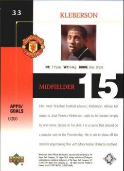 2003 Upper Deck Manchester United #33 Kleberson Back