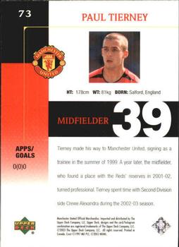 2003 Upper Deck Manchester United #73 Paul Tierney Back