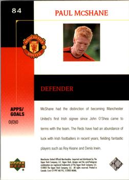2003 Upper Deck Manchester United #84 Paul McShane Back