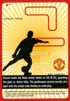 2003 Upper Deck Manchester United Strike Force #67 Roy Carroll Back