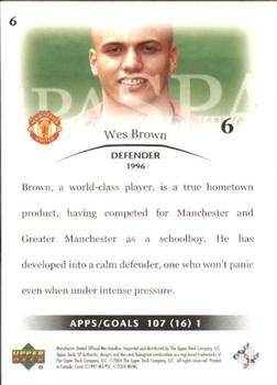 2004 SP Authentic Manchester United #6 Wes Brown Back