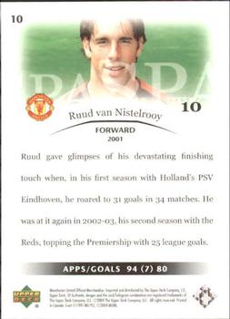 2004 SP Authentic Manchester United #10 Ruud Van Nistelrooy Back