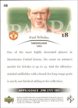 2004 SP Authentic Manchester United #48 Paul Scholes Back