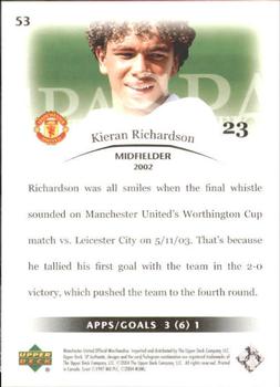 2004 SP Authentic Manchester United #53 Kieran Richardson Back