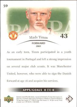 2004 SP Authentic Manchester United #59 Mads Timm Back