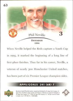 2004 SP Authentic Manchester United #63 Phil Neville Back