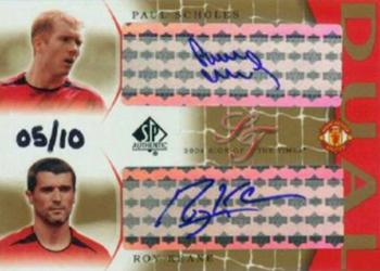 2004 SP Authentic Manchester United - Sign of the Times Dual Signature Gold #DAG-PR Paul Scholes / Roy Keane Front