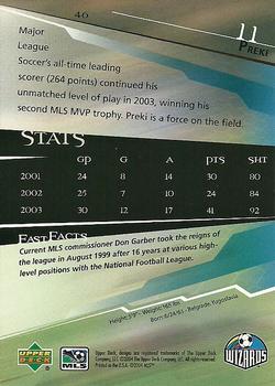 2004 Upper Deck MLS #46 Preki Back
