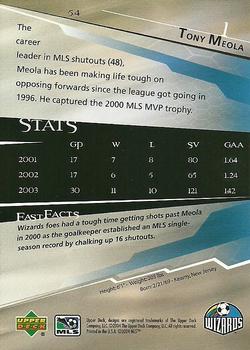 2004 Upper Deck MLS #54 Tony Meola Back