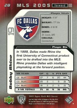 2005 Upper Deck MLS #28 Bobby Rhine Back