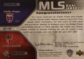 2005 Upper Deck MLS - MLS Dual Jerseys #EP-EG Eddie Pope / Eddie Gaven Back