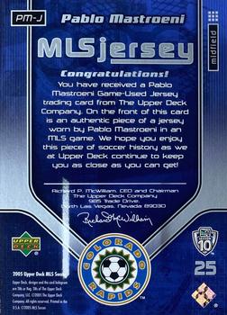 2005 Upper Deck MLS - MLS Jersey #PM-J Pablo Mastroeni Back