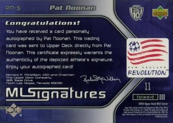 2005 Upper Deck MLS - MLSignatures #PN-S Pat Noonan Back
