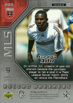2005 Upper Deck MLS - Record Breakers #RB5 Freddy Adu Back