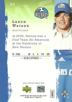 2006 Upper Deck MLS #57 Lance Watson Back