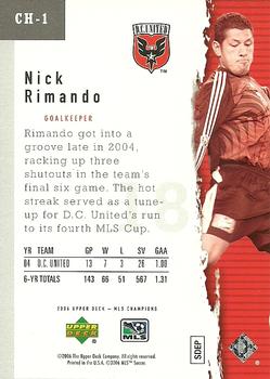 2006 Upper Deck MLS - Champions #CH-1 Nick Rimando Back
