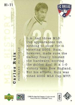 2006 Upper Deck MLS - History #HI-11 Carlos Ruiz Back