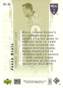 2006 Upper Deck MLS - History #HI-24 Jason Kreis Back