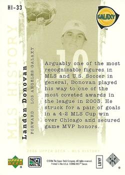 2006 Upper Deck MLS - History #HI-33 Landon Donovan Back
