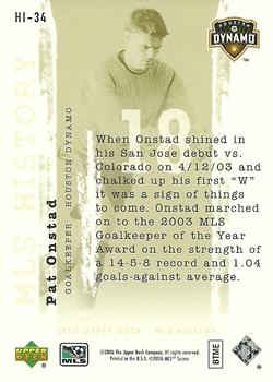 2006 Upper Deck MLS - History #HI-34 Pat Onstad Back