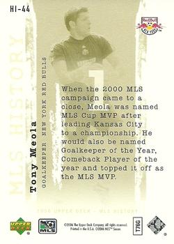 2006 Upper Deck MLS - History #HI-44 Tony Meola Back