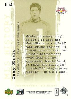 2006 Upper Deck MLS - History #HI-49 Tony Meola Back