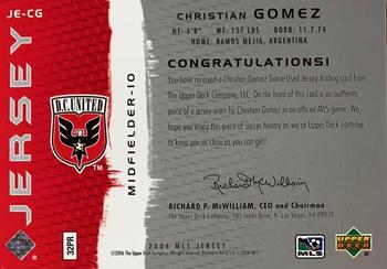 2006 Upper Deck MLS - Jerseys #JE-CG Christian Gomez Back