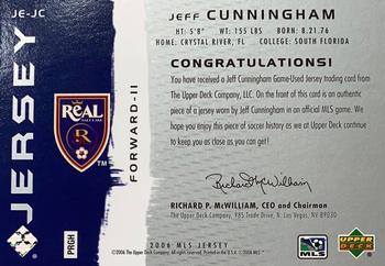 2006 Upper Deck MLS - Jerseys #JE-JC Jeff Cunningham Back