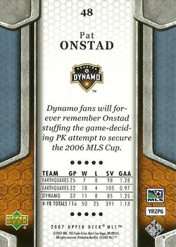 2007 Upper Deck MLS #48 Pat Onstad Back